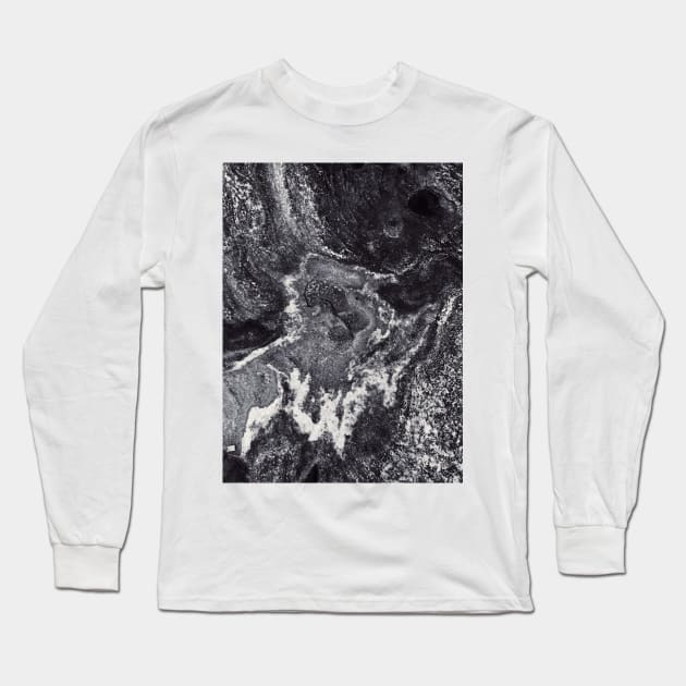 Marble or sea in black and white Long Sleeve T-Shirt by Ivanapcm